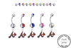 Atlanta Braves Style 2 Silver Swarovski Belly Button Navel Ring - Customize Gem Colors