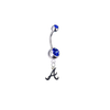 Atlanta Braves Style 3 Silver Blue Swarovski Belly Button Navel Ring - Customize Gem Colors