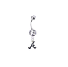 Atlanta Braves Style 3 Silver Clear Swarovski Belly Button Navel Ring - Customize Gem Colors