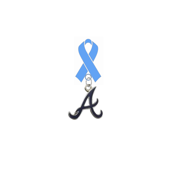 Atlanta Braves Style 3 MLB Prostate Cancer Awareness / Fathers Day Light Blue Ribbon Lapel Pin