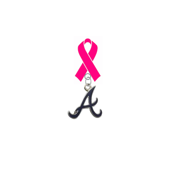 Atlanta Braves Style 3 MLB Breast Cancer Awareness / Mothers Day Pink Ribbon Lapel Pin