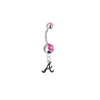 Atlanta Braves Style 3 Silver Pink Swarovski Belly Button Navel Ring - Customize Gem Colors