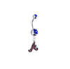 Atlanta Braves Silver Blue Swarovski Belly Button Navel Ring - Customize Gem Colors