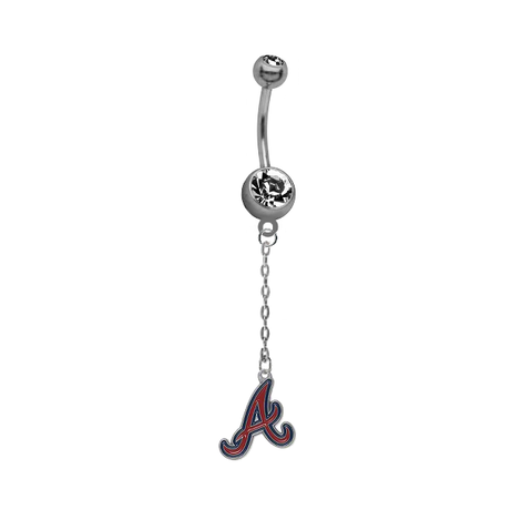 Atlanta Braves Dangle Chain Belly Button Navel Ring