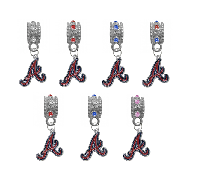 Atlanta Braves MLB Baseball Crystal Rhinestone European Bracelet Charm