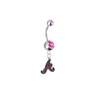 Atlanta Braves Silver Pink Swarovski Belly Button Navel Ring - Customize Gem Colors