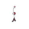Atlanta Braves Silver Red Swarovski Belly Button Navel Ring - Customize Gem Colors