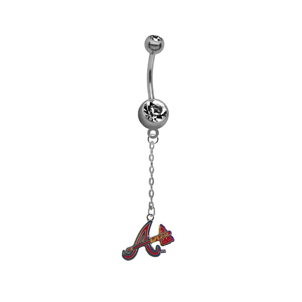 Atlanta Braves Style 2 Dangle Chain Belly Button Navel Ring