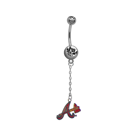 Atlanta Braves Style 2 Dangle Chain Belly Button Navel Ring