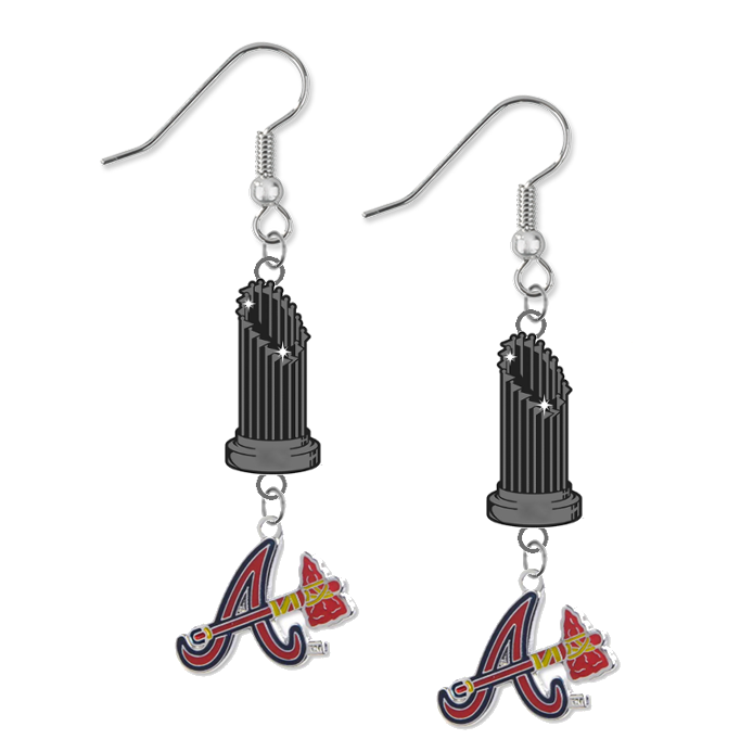 Atlanta Braves Style 2 MLB World Series Trophy Dangle Earrings