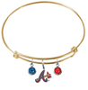 Atlanta Braves Style 2 Red MLB Expandable Wire Bangle Charm Bracelet