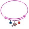 Atlanta Braves Style 2 Pink MLB Expandable Wire Bangle Charm Bracelet