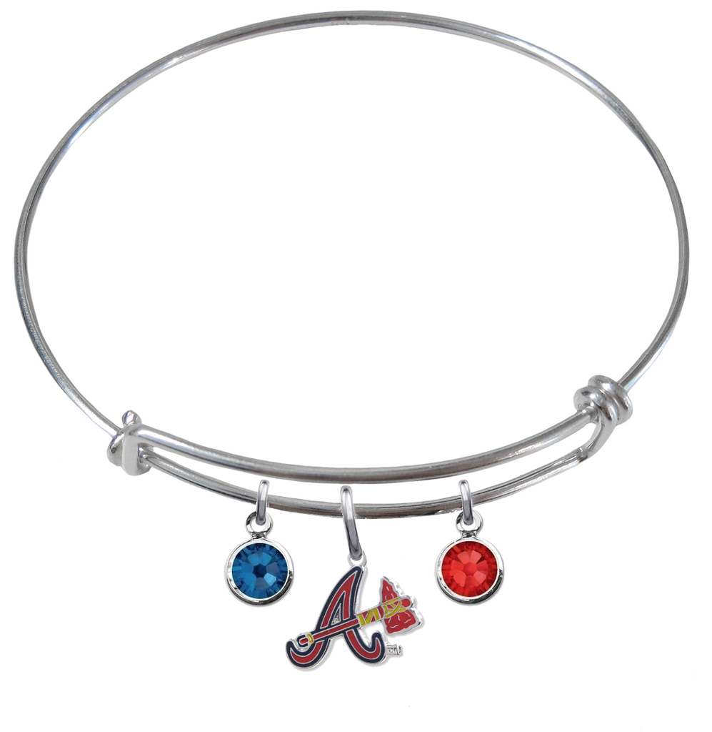 Atlanta Braves Style 2 MLB Expandable Wire Bangle Charm Bracelet
