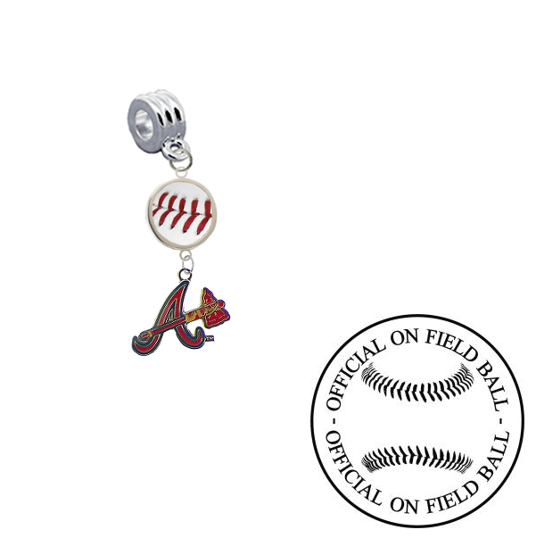 Atlanta Braves 3 On Field Baseball Universal European Bracelet Charm (Pandora Compatible)