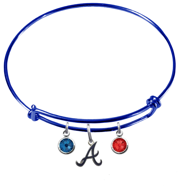 Atlanta Braves Style 3 Blue MLB Expandable Wire Bangle Charm Bracelet