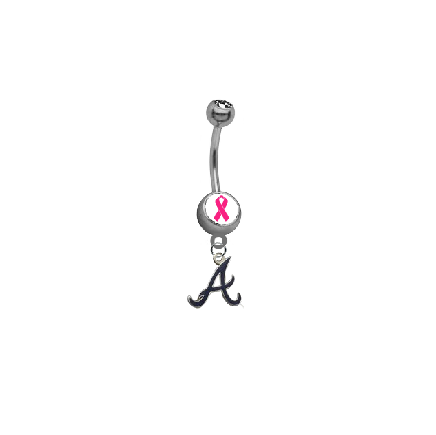 Atlanta Braves Style 3 Breast Cancer Awareness Belly Button Navel Ring