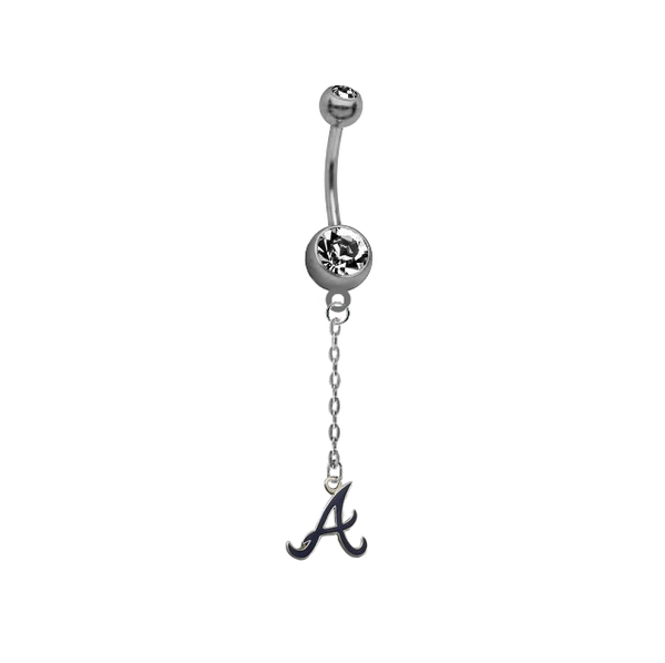Atlanta Braves Style 3 Dangle Chain Belly Button Navel Ring