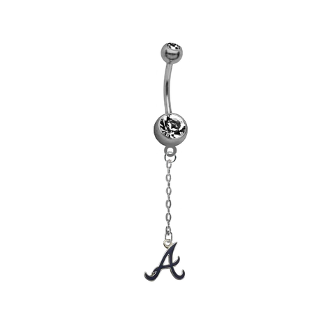 Atlanta Braves Style 3 Dangle Chain Belly Button Navel Ring