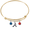 Atlanta Braves Style 3 Gold MLB Expandable Wire Bangle Charm Bracelet