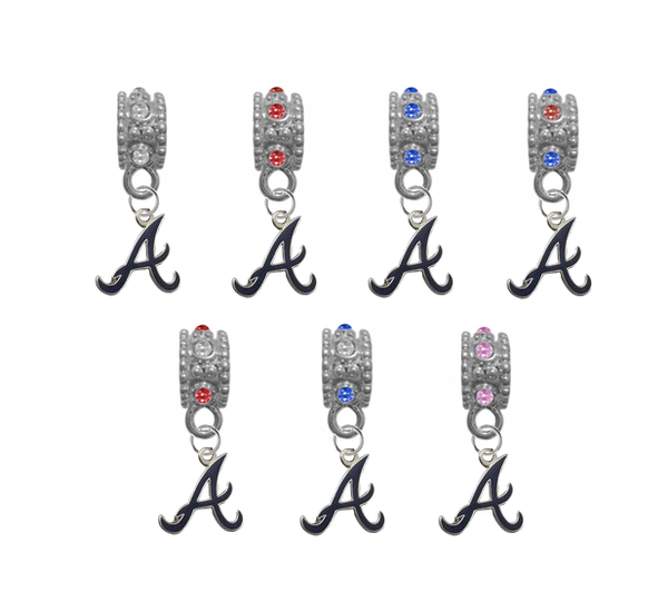 Atlanta Braves 3 MLB Baseball Crystal Rhinestone European Bracelet Charm