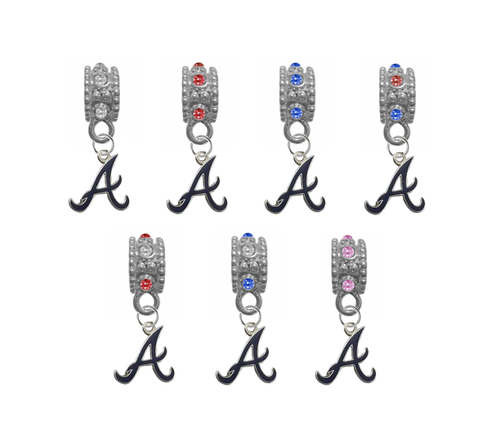 Atlanta Braves 3 MLB Baseball Crystal Rhinestone European Bracelet Charm