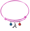 Atlanta Braves Style 3 Pink MLB Expandable Wire Bangle Charm Bracelet