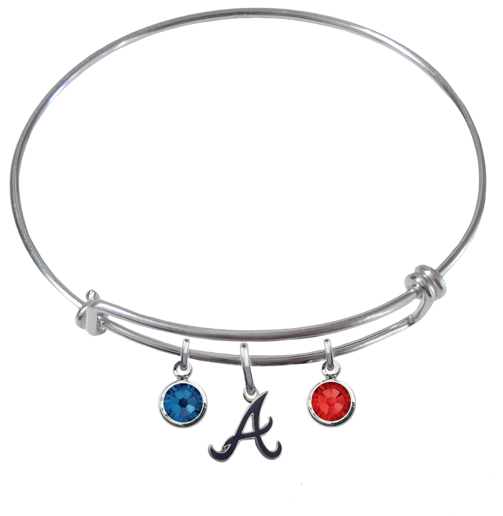 Atlanta Braves Style 3 MLB Expandable Wire Bangle Charm Bracelet