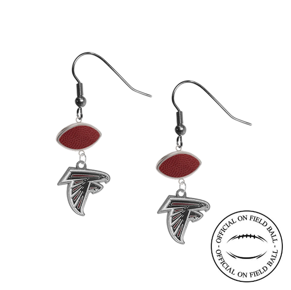 Atlanta Falcons NFL Authentic Official On Field Leather Football Dangle Earrings