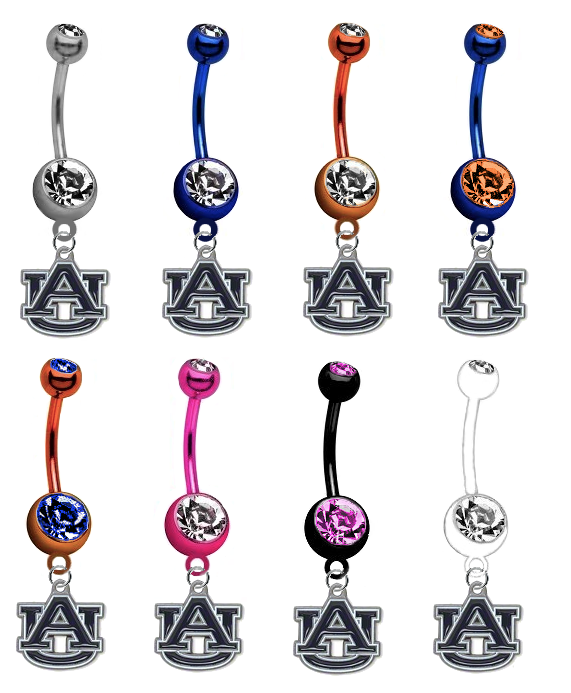 Auburn Tigers NCAA College Belly Button Navel Ring - Pick Your Color