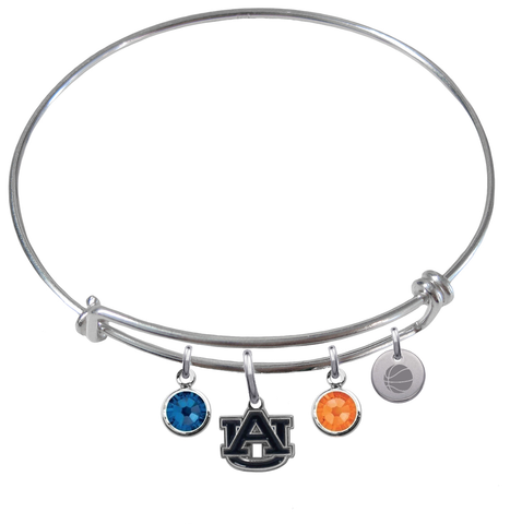 Auburn Tigers Basketball Expandable Wire Bangle Charm Bracelet