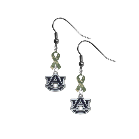 Auburn Tigers Salute to Service Camouflage Camo Ribbon Dangle Earrings