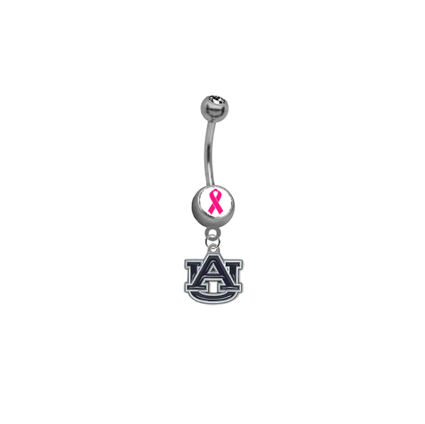Auburn Tigers Breast Cancer Awareness Belly Button Navel Ring