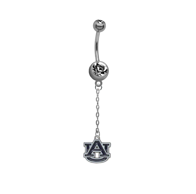 Auburn Tigers Dangle Chain Belly Button Navel Ring