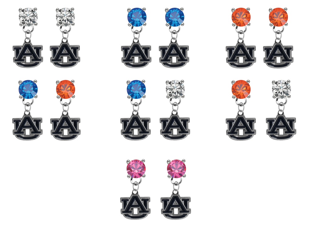 Auburn Tigers NCAA Swarovski Crystal Stud Rhinestone Earrings
