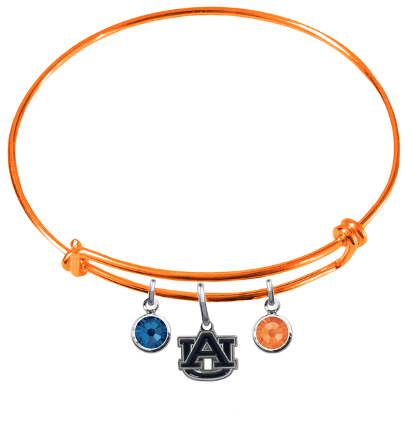 Auburn Tigers Orange NFL Expandable Wire Bangle Charm Bracelet