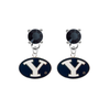 BYU Brighgam Young Cougars BLACK Swarovski Crystal Stud Rhinestone Earrings