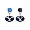BYU Brighgam Young Cougars BLUE & BLACK Swarovski Crystal Stud Rhinestone Earrings