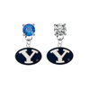 BYU Brighgam Young Cougars BLUE & CLEAR Swarovski Crystal Stud Rhinestone Earrings