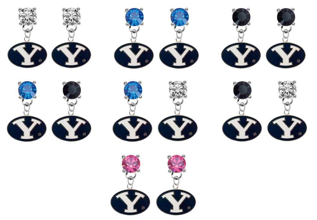 BYU Brighgam Young Cougars NCAA Swarovski Crystal Stud Rhinestone Earrings