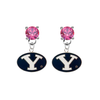 BYU Brighgam Young Cougars PINK Swarovski Crystal Stud Rhinestone Earrings