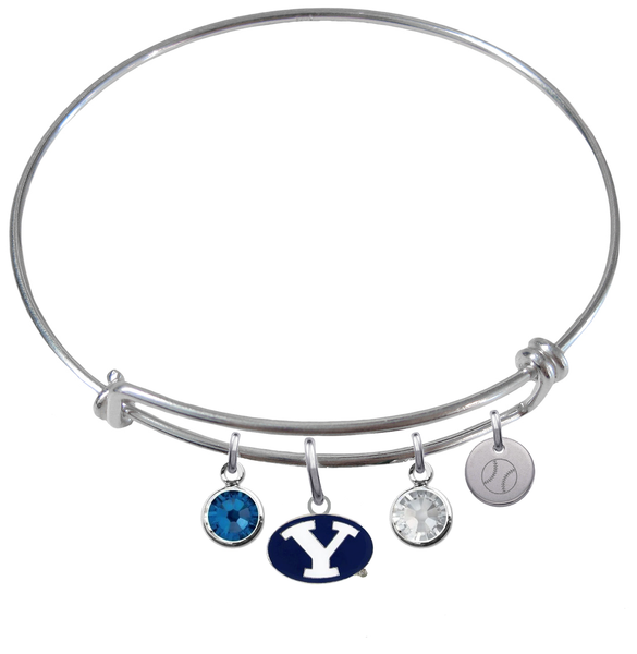 BYU Brigham Young Cougars Softball Expandable Wire Bangle Charm Bracelet