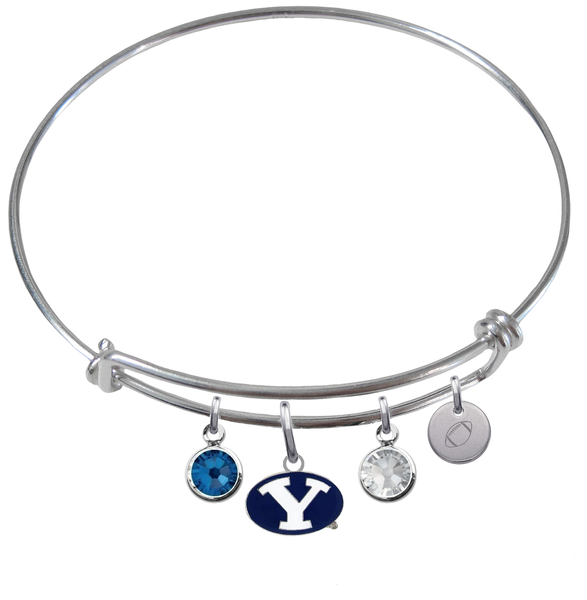 BYU Brigham Young Cougars Football Expandable Wire Bangle Charm Bracelet