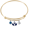 BYU Brigham Young Cougars Gold Expandable Wire Bangle Charm Bracelet