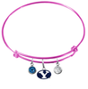BYU Brigham Young Cougars Pink Expandable Wire Bangle Charm Bracelet