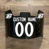 Baltimore Ravens Custom Name & Number Full Size Football Helmet Visor Shield Black Dark Tint w/ Clips - WHITE