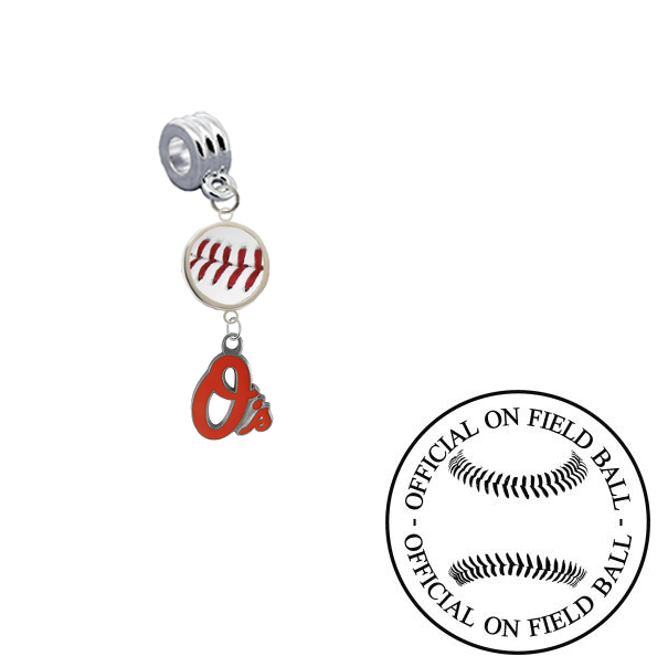 Baltimore Orioles On Field Baseball Universal European Bracelet Charm (Pandora Compatible)