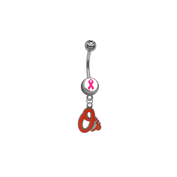 Baltimore Orioles Breast Cancer Awareness Belly Button Navel Ring