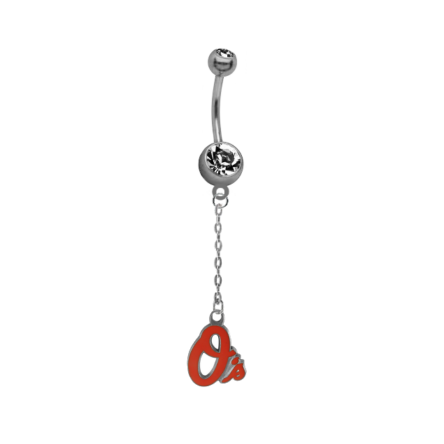 Baltimore Orioles Dangle Chain Belly Button Navel Ring