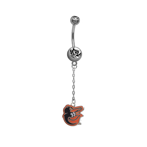 Baltimore Orioles Mascot Dangle Chain Belly Button Navel Ring