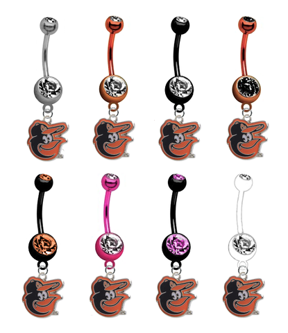 Baltimore Orioles Mascot Logo MLB Baseball Belly Button Navel Ring - Pick Your Color